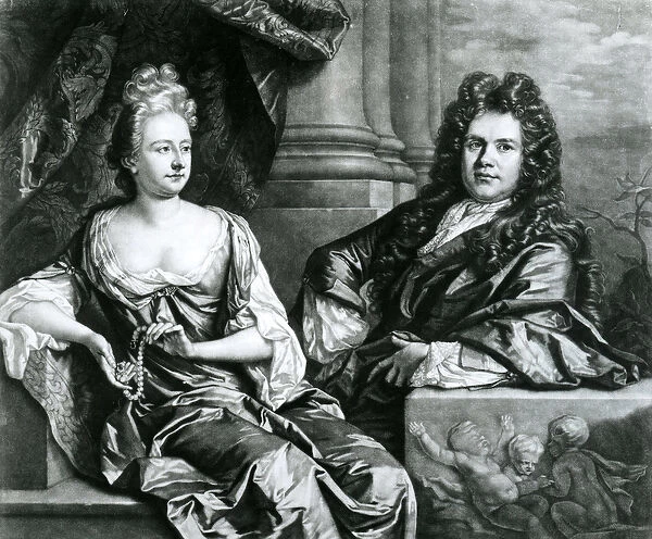 Mr and Mrs Gibbons, engraved by John Smith (mezzotint engraving)