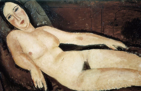Naked on a couch. Painting by Amedeo MODIGLIANI (1884-1920), 1918. Oil on canvas
