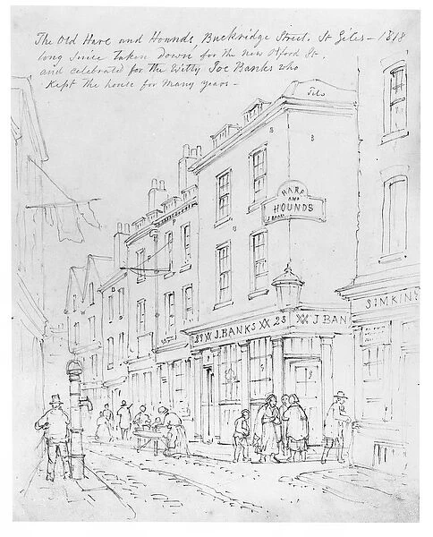The Old Hare and Hounds, Buckridge Street, St Giles in1818 (drawing)