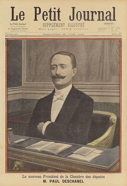 Paul Deschanel, new President of the French Chamber of Deputies (colour litho)