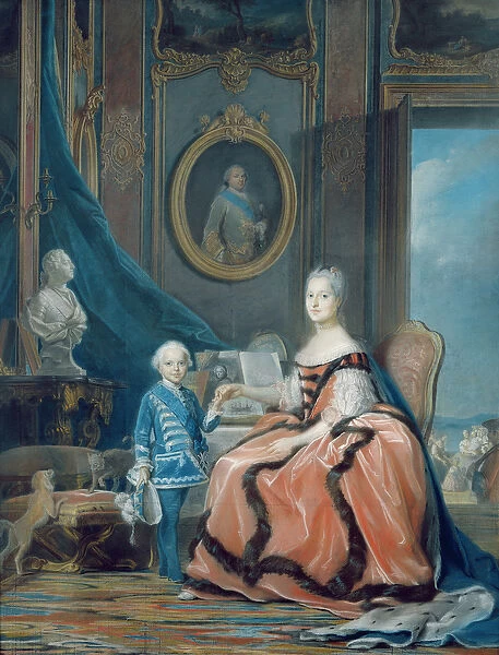 Portrait of Marie-Josephe de Saxe (1731-67) Dauphine of France and her son Louis