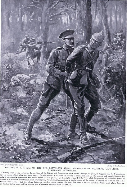 Private B R Shiel awarded DCM for capturing a German patroller in Belgium April 1915