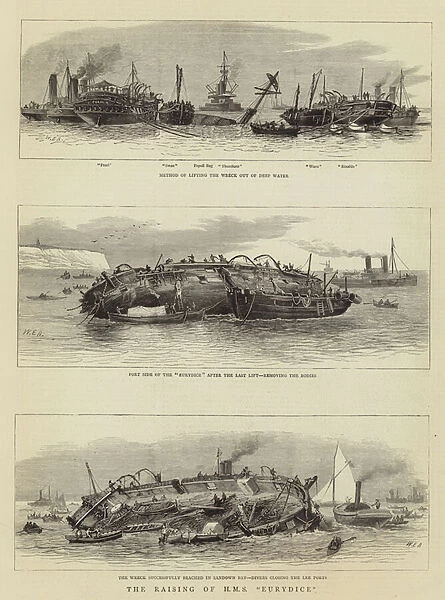 The Raising of the HMS 'Eurydice'(engraving)
