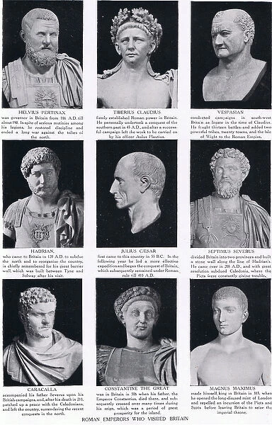 Roman Emperors who visited Britain, illustration from Hutchinson