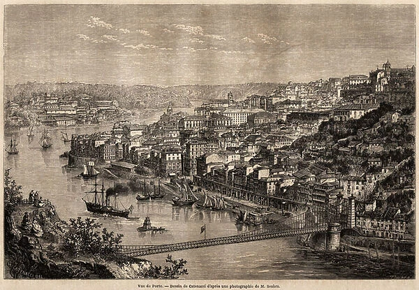 View of Porto, drawing by Catenacci, to illustrate Olivier Merson