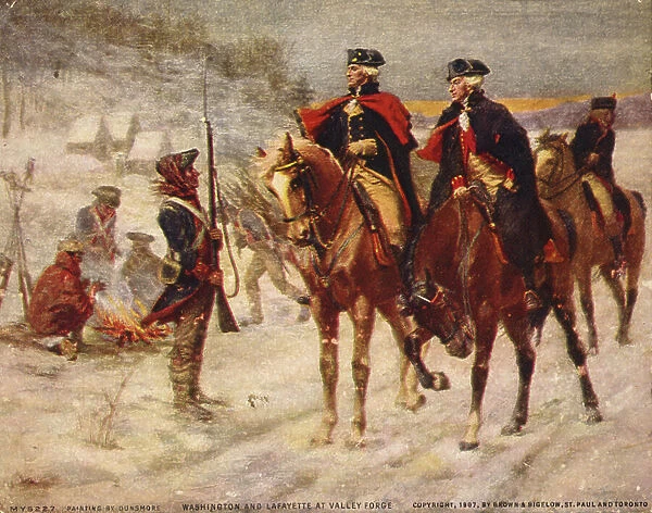 Washington And Lafayette At Valley Forge  /  Painting By Dunsmore. C. 1907