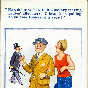 Comic postcard, Manufacturer of ladies bloomers Date: 20th century