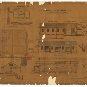 Aldershot Improvements Goods Shed for S. E. RY - Elevations, Cross sections and Plan [c. 1890]