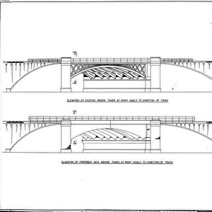 British Railways London -Rugby Line Bridge 118 Elevations and Sections [c1959]