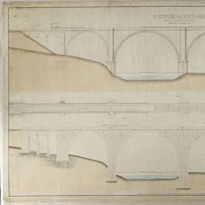 Durham Junction Railway Victoria Bridge [Victoria Viaduct] - Elevation, Plan and Section