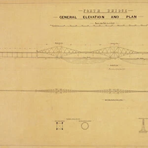 Forth Bridge. General Elevation and Plan