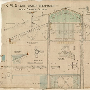 G. W. R. Bath Station - Enlargement Down Platform Covering [1895]