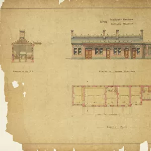 G. W. R Ledbury Station - Cradley Station Sections, Elevations and Plan [1871]