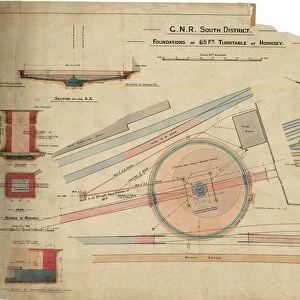 GNR South District Foundations For 65Ft Turntable at Hornsey - General Plan [1929]