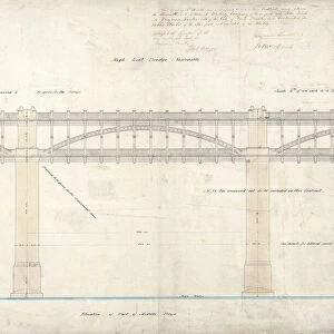 High Level Bridge, Newcastle. Newcastle & Berwick Railway. Elevatiuon of Part of Middle bays