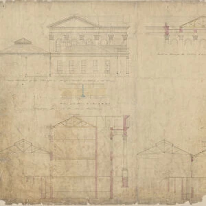 Huddersfield Station Elevation and Sections of Platform Roof [1846]