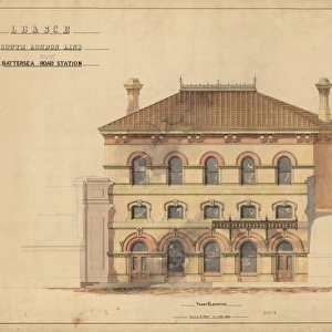 L. B. & S. C. R. South London Line, Battersea Park Station, Drawing No. 4 - Front Elevation [1866]