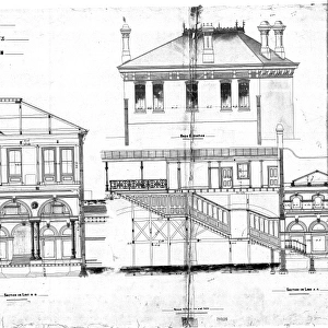 L. B. & S. C. R. South London Line, Battersea Park Station, Drawing No. 6 - Back Elevation [1866]