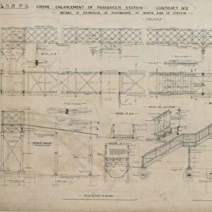 L& NWR Crewe Enlargement of Passenger Station - Details of Extension of Footbridge [c1904]