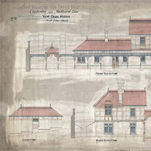 LBSC - West Dean Station [Singleton Station] Front and Back Elevation [1880]
