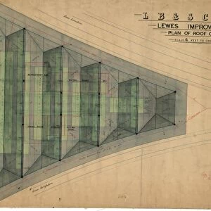LB&SCR Lewes Improvments - Plan of Roof over Central Platform [1889]