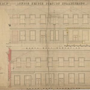LB&SCR London Bridge Station Enlargement - North West Elevation, South East Elevation (21 / 12 / 1864)