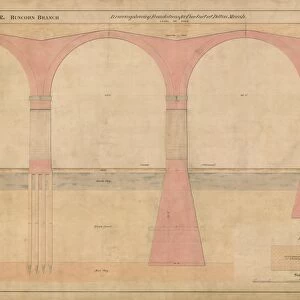 L&NWR. Drawing for foundations of Viaduct at Ditton Marsh [1864]