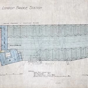 London Bridge Station. London Brighton and South Coast Railway. Roof Plan. 1916