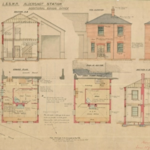 L&S. W. R Aldershot Station Additional Goods Office - Plans, Section and Elevations [June 1892]