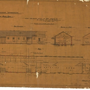 L&S. W. RY Aldershot Improvements - Extension of Goods Shed - Side elevation, Plan and sections [1896]