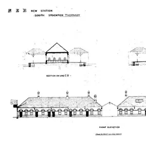 N. E. R New Station at South Stockton [Thornaby] - Elevations and Sections [1881]