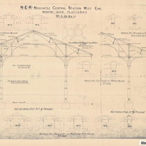 N. E. R Newcastle Central Station West End Roofing over Platforms 8-11 [c1900s]