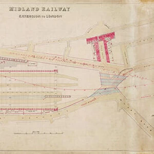 Pancras Station. Midland Railway. Plan - Approaches into St Pancras