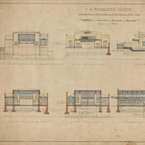 SR Wimbledon Station. Elevations & Sections of East Side [1927]