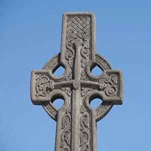 Scotland, Edinburgh. Traditional stone Celtic cross
