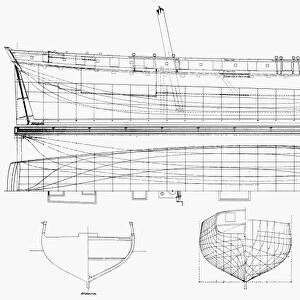 Plan of the privateer Prince de Neufchatel, built by Adam and Noah Brown, New York, during the War of 1812