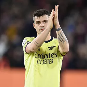 Granit Xhaka Celebrates with Arsenal Fans after Crystal Palace Victory