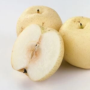 Nijiseiki pears on white background, close-up