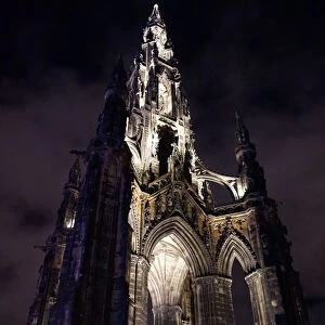 Close Up Scott Monument at night, Edinburgh, United Kingdom