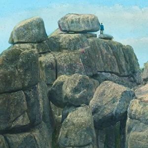 Logan Rock, Treryn Dinas, near Treen, St Levan, Cornwall. Late 1800s