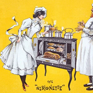 Advertisement for the Albionette oil stove from the Albion Lamp Company, Birmingham (colour litho)