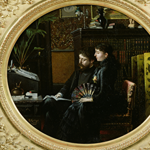 Alphonse Daudet (1840-97) and his Wife in their Study, 1883 (oil on canvas)