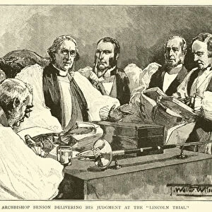 Archbishop Benson delivering his judgment at the "Lincoln Trial"(engraving)