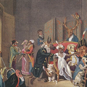 Cartoon of the Salon of Josephine (1763-1814) (colour litho)