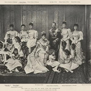 The Duke of York and his Bride, with the Bridesmaids (b / w photo)