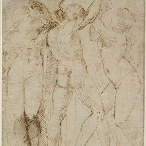 Group of Vintagers, c. 1505-07 (pen & brown ink on off-white paper)