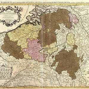 Map of Catholic Netherlands (Belgium and Luxembourg) (etching, 1730)