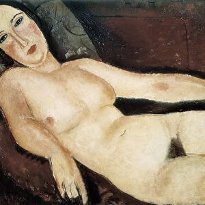 Naked on a couch. Painting by Amedeo MODIGLIANI (1884-1920), 1918. Oil on canvas