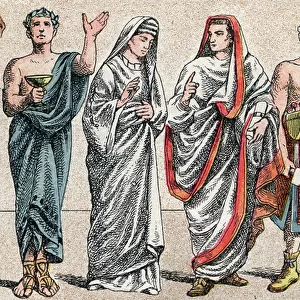 Religious costumes in Antiquity: from g a d portrait of a Greek priest, minister of sacrifice, a vestal, pretress of ancient Rome and a Great Pontiff in ancient Rome (Pontifex maximus)