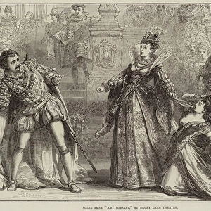 Scene from "Amy Robsart, "at Drury Lane Theatre (engraving)